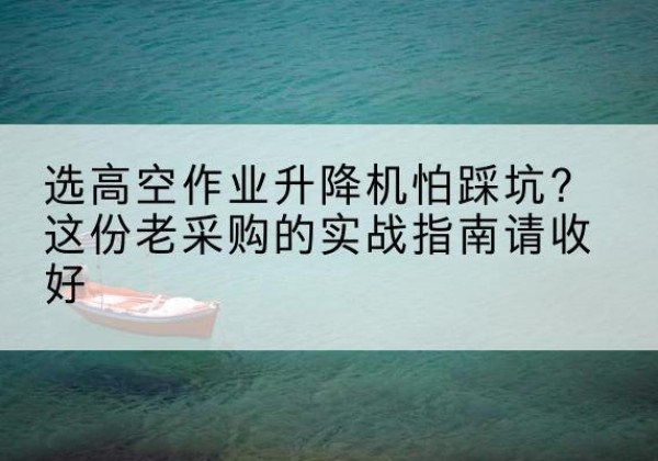 吴兴高空作业升降机厂家推荐-选高空作业升降机怕踩坑？这份老采购的实战指南请收好